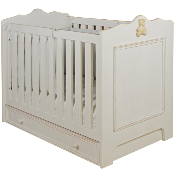 Lit Bebe 60x1 Blanc Vieilli Bois Massif Provence Vente En Ligne De Bebe9