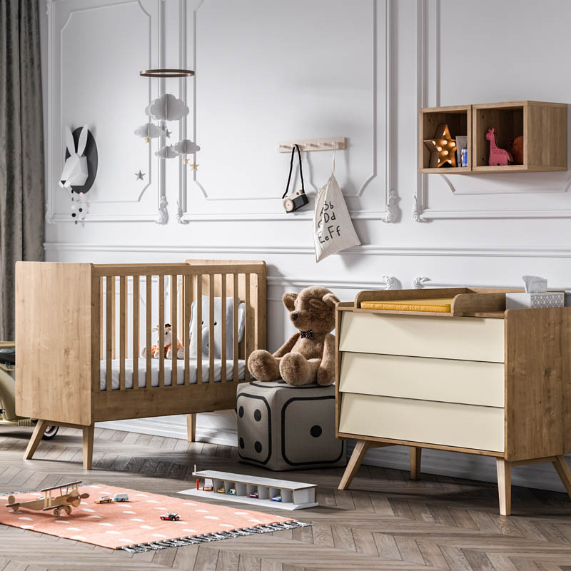 Chambre Duo Vintage Lit 70x140 Commode Bois Jaune Vente En Ligne De Chambre Bebe Bebe9