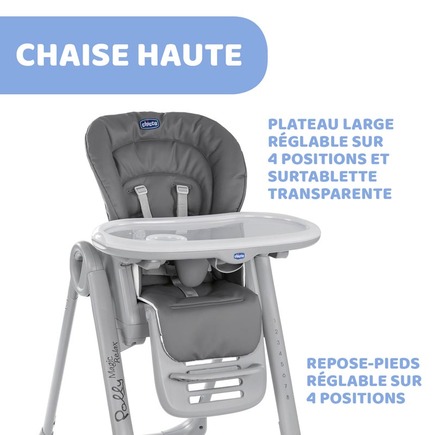 Chaise haute Polly Magic Relax 4r Graphite CHICCO, Vente en ligne de Chaise  haute