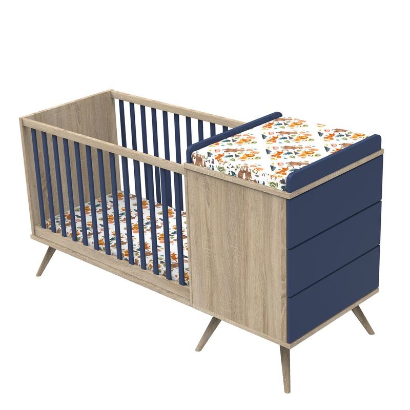 Lit Bébé Evolutif avec Matelas Jany. 3 positions, Bois Massif