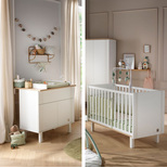 Chambre DUO Lit 60x120 Commode ELEONORE Blanc Plan à langer OFFERT