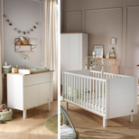 Chambre DUO Lit 70x140 Commode ELEONORE Blanc Plan à langer OFFERT