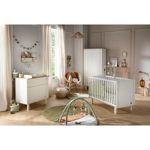 Chambre TRIO Lit 60x120 Commode Armoire ELEONORE Blanc Plan à langer OFFERT SAUTHON