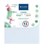 Matelas Aloé Vera Déhoussable 60x120x10 cm Blanc/Vert Olive