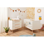 Chambre DUO Lit 60x120 + Commode FANON Blanc + Plan à  langer OFFERT