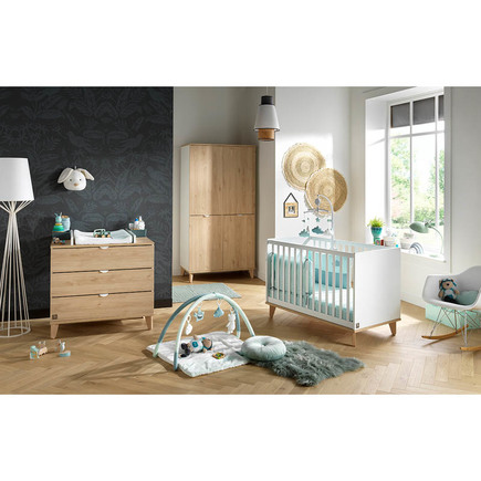 Chambre TRIO lit 60x120 cm + commode + armoire AUBIN Bois + Plan à  langer OFFERT BEBE9 CREATION