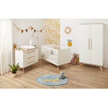 Chambre Lit 70x140 + Commode + Armoire FANON Blanc + Plan à  langer OFFERT