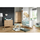 Chambre TRIO lit 70x140 cm + commode + armoire AUBIN Bois + Plan à  langer OFFERT