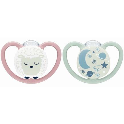 Lot de 2 Sucettes SPACE NUIT 18-36m Mouton/Ciel NUK