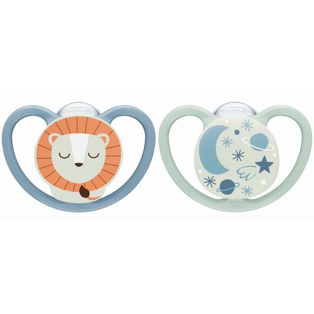 Lot de 2 Sucettes SPACE NUIT 0-6m Lion/Ciel NUK