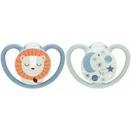 Lot de 2 Sucettes SPACE NUIT 6-18m Lion/Ciel NUK