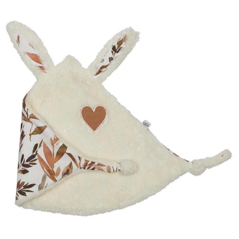 BB&Co - Doudou lapin petit cœur - fausse fourrure pétale / gaze de