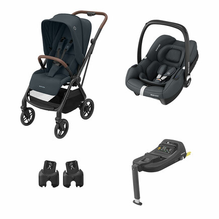 Poussette duo Leona 2 Graphite + CabrioFix I-size Graphite + CabrioFix I-Size Base MAXI COSI