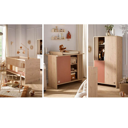 Chambre TRIO Lit 140x70 Commode1P Armoire 2P TOKYO Terracotta + PAL OFFERT SAUTHON