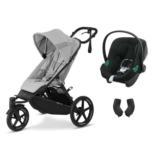 Poussette duo Avi Spin - Fog grey + Aton B2 - Volcano black CYBEX