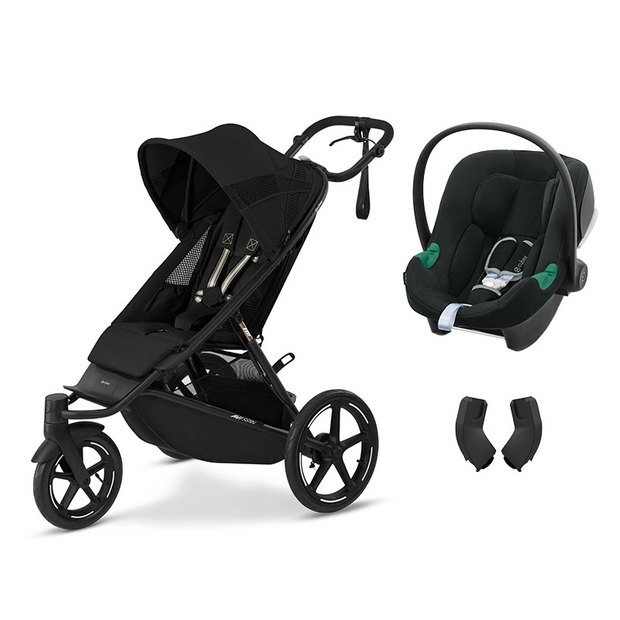 Poussette duo Avi Spin - Moon black + Aton B2 - Volcano black CYBEX