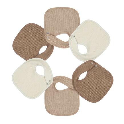 Lot de 6 bavoirs de naissance nid d'abeille - Beige/chocolat TROIS KILOS SEPT