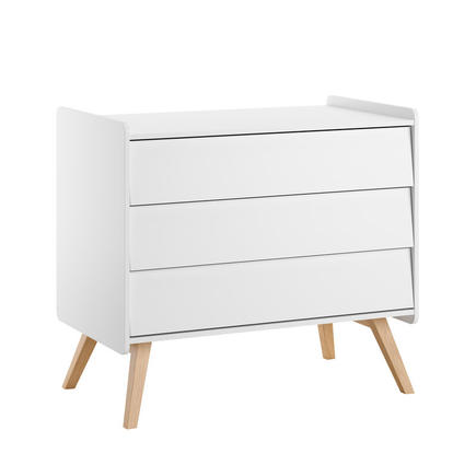 Commode 3 tiroirs Vintage - Blanc/chêne VOX