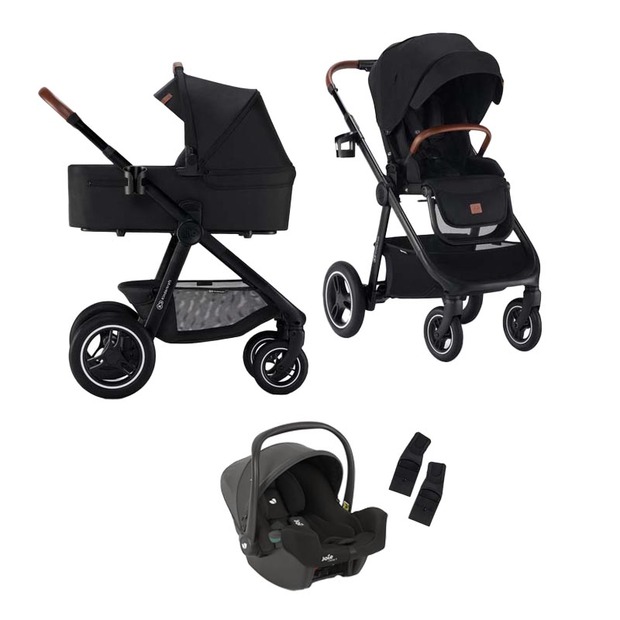 Poussette Everyday 2 en 1 Noire + Siège-auto I-Snug 2 Shale KINDERKRAFT