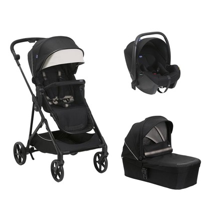 Poussette Trio Seety Nacelle Etna Black + Siège auto Kory Black CHICCO