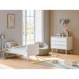 Chambre duo lit évolutif 70x140 cm + Commode Vintage - Blanc/chêne VOX - 2