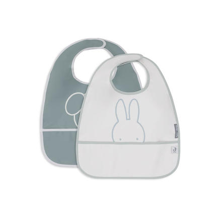 Lot de 2 bavoirs imperméables Miffy peekaboo - Sea green/Ivory JOLLEIN