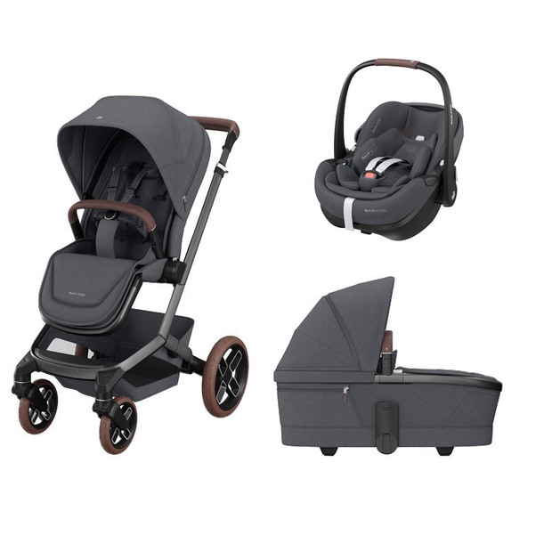 Poussette TRIO FAME avec Nacelle + Cosi PEBBLE 360 Pro 2 Graphite MAXI COSI