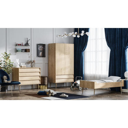 Chambre TRIO Lit 70x140 Commode Armoire BOSQUE Bois VOX