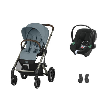 POUSSETTE DUO Balios S Lux TPE Stormy Blue + Aton B2 I-Size Volcano Black CYBEX