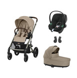 POUSSETTE TRIO Balios S Lux TPE Almond Beige + Aton B2 Black  + Nacelle Almond Beige