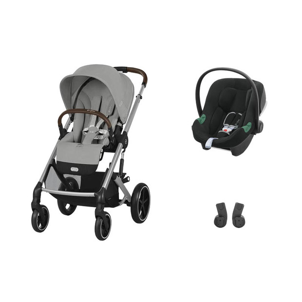 POUSSETTE DUO Balios S Lux SLV Stone Grey + Aton B2 I-Size Volcano Black CYBEX