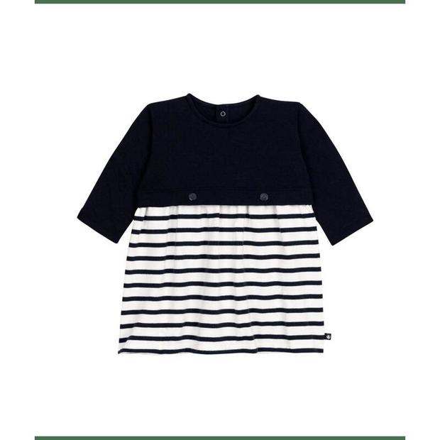 Robe manches longues smoking /marshmallow 36m PETIT BATEAU