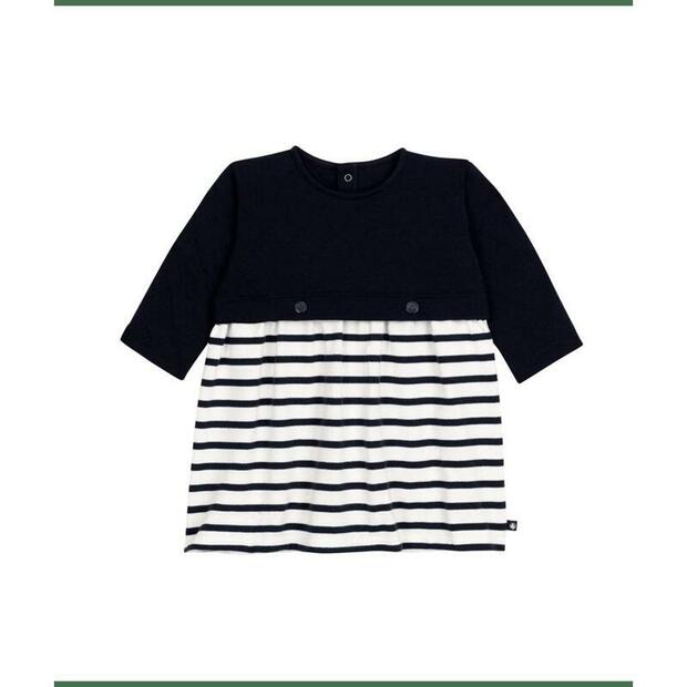 Robe manches longues smoking /marshmallow 24m PETIT BATEAU