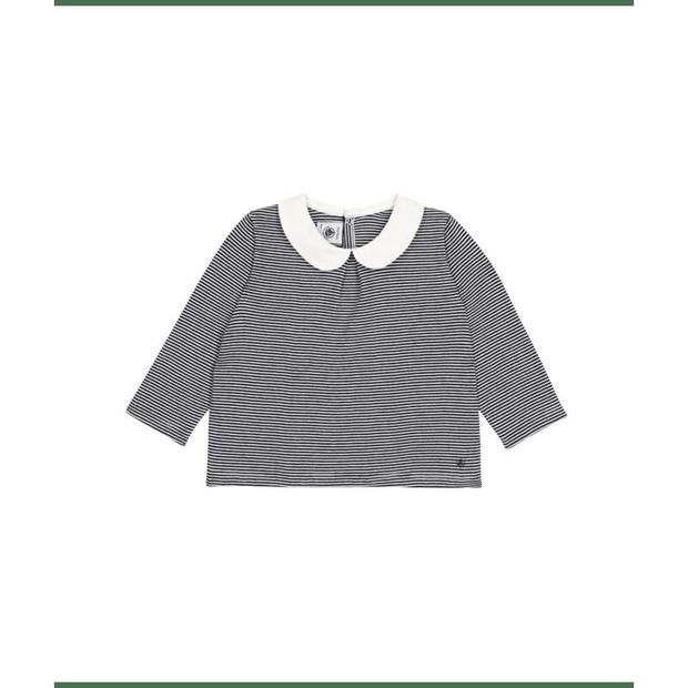 Blouse manches longues smoking /marshmallow 12m PETIT BATEAU