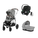 Poussette TRIO Gazelle S SLV Nacelle Stone Grey + Aton B2 Volcano Black