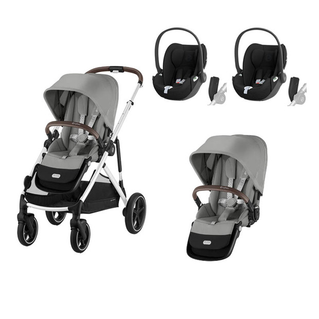 Poussette Jumeaux Gazelle S SLV Stone Grey + 2 Cloud T Sepia Black CYBEX