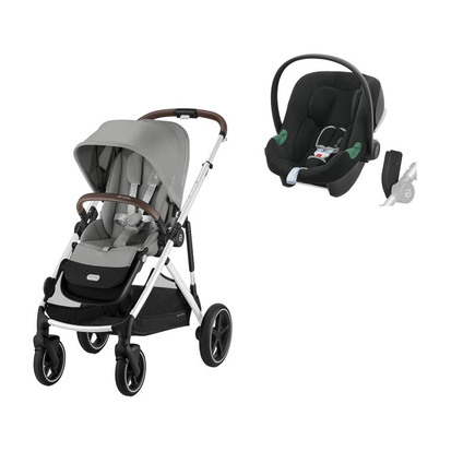 Poussette DUO Gazelle S SLV Stone Grey + ATON B2 Volcano Black CYBEX