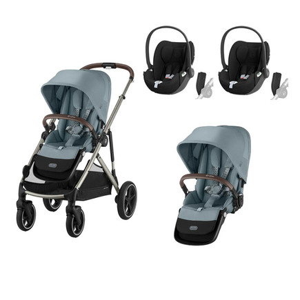 Poussette Jumeaux Gazelle S TPE Stormy Blue + 2 Cloud T Sepia Black CYBEX