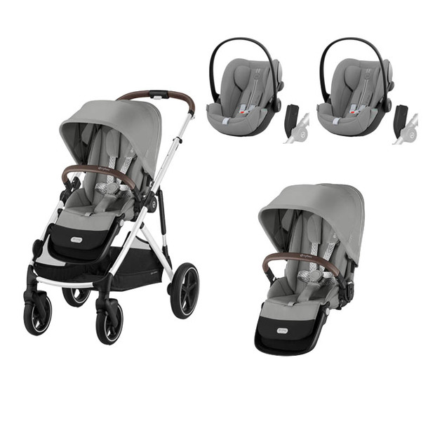 Poussette Jumeaux Gazelle S SLV + 2 Cloud G Stone Grey CYBEX