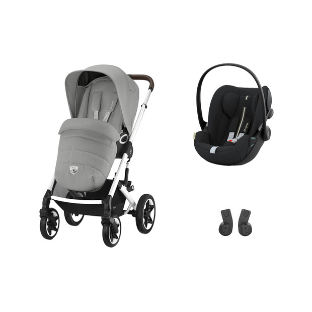 Poussette Duo Talos S LUX Stone Grey + Cloud G Plus Moon Black CYBEX