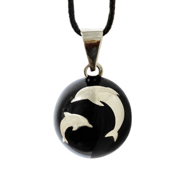 Bijou de grossesse Bola Black with Silver Dolphins BOLA