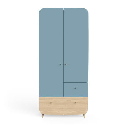 Armoire 2 portes + 2 tiroirs FIRMIANA Bleu Orage CBA Meubles - 3