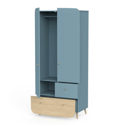 Armoire 2 portes + 2 tiroirs FIRMIANA Bleu Orage CBA Meubles - 2