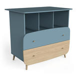 Commode 2 tiroirs 3 niches FIRMIANA Bleu Orage