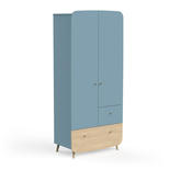 Armoire 2 portes + 2 tiroirs FIRMIANA Bleu Orage