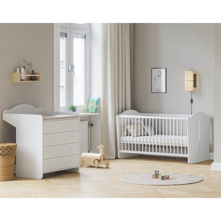 Chambre DUO lit 70x140 Commode MEGEVE Blanc VOX