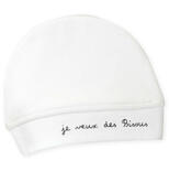 Bonnet de naissance en velours Bisous - Blanc