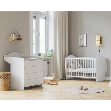 Chambre DUO lit 60x120 Commode MEGEVE Blanc VOX