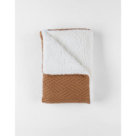 Couverture tricot avec sherpa 75x100 - Sweet Caramel  NOUKIE 'S