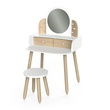 Coiffeuse et Tabouret LILI Blanc Beige CBA Meubles - 2